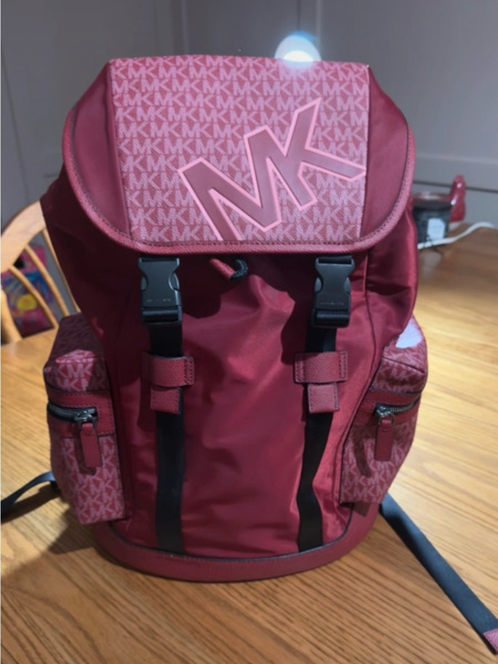 Michael Kors Burgundy MK Monogram Backpack NWOT